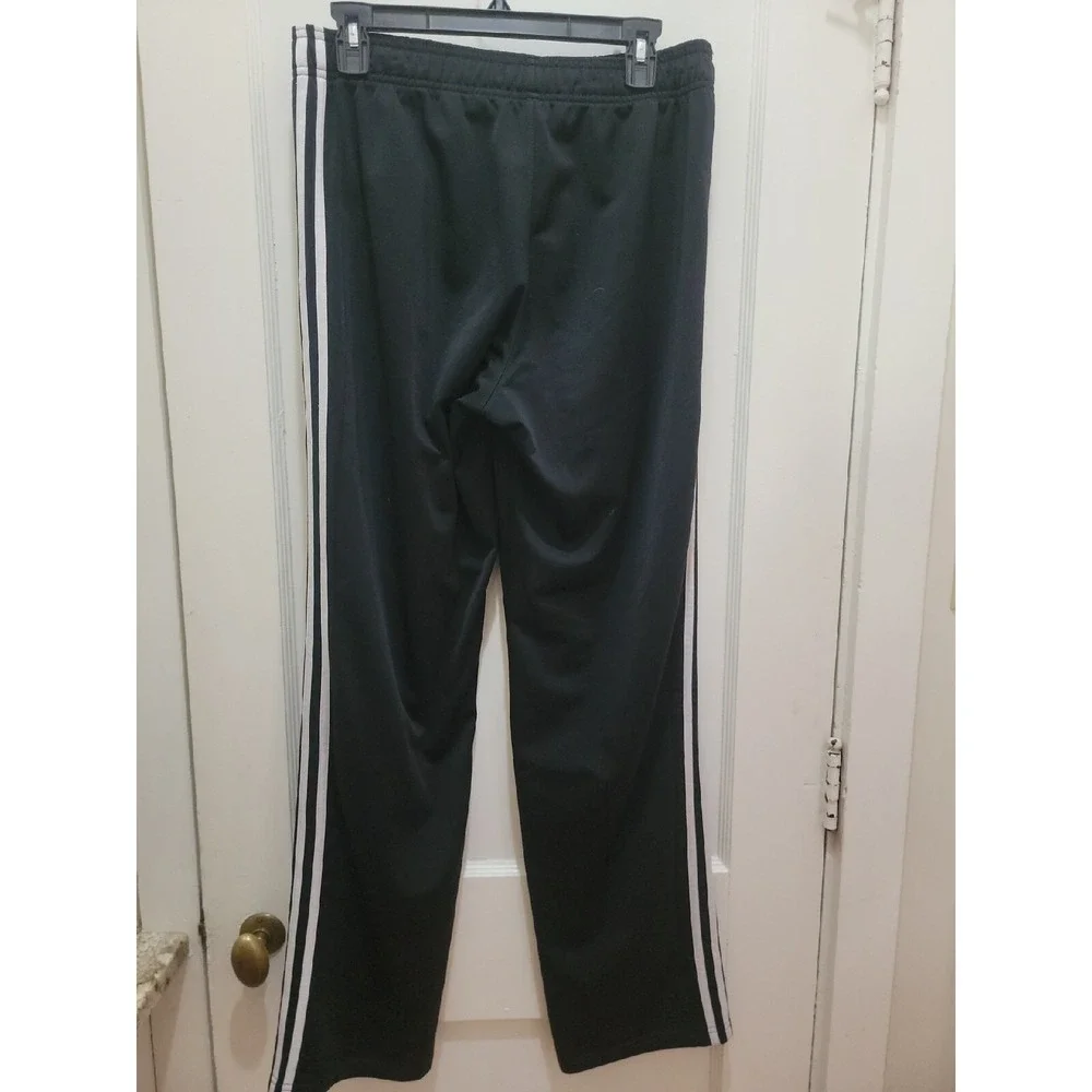 Adidas Black and White Logo Front 3 Stripe Pull On Track Pants Size Men's Med